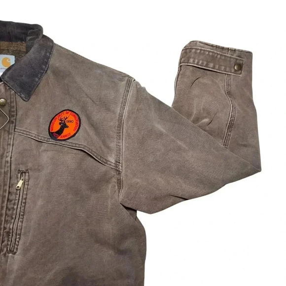 Vintage Carhartt Canvas Duck Blanket Lined Chore Jacket - Picture 3 of 10